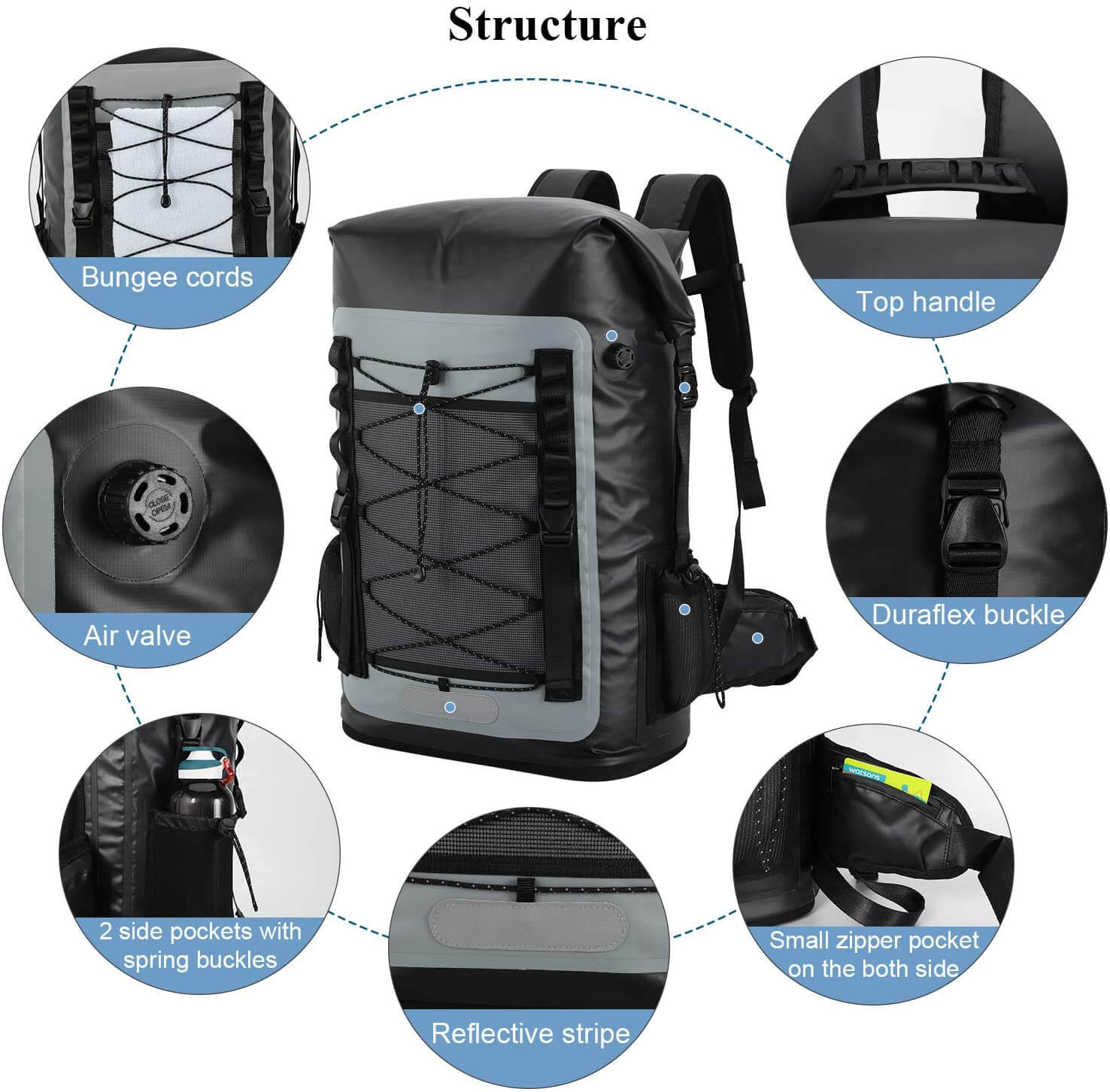 Waterproof Roll Top Insulated Cooler Backpacks