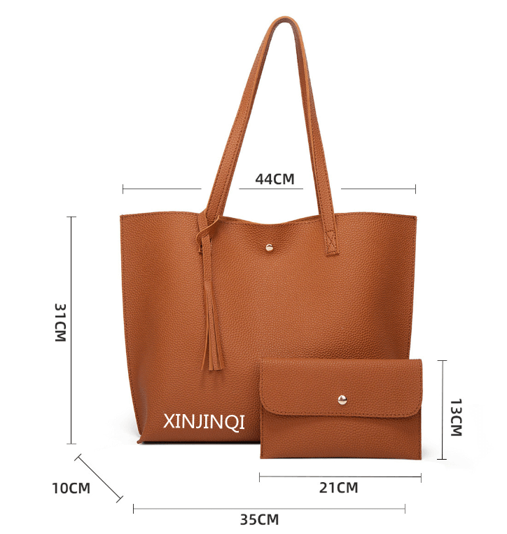 PU Leather Tote Bag for Women with Wristlet  