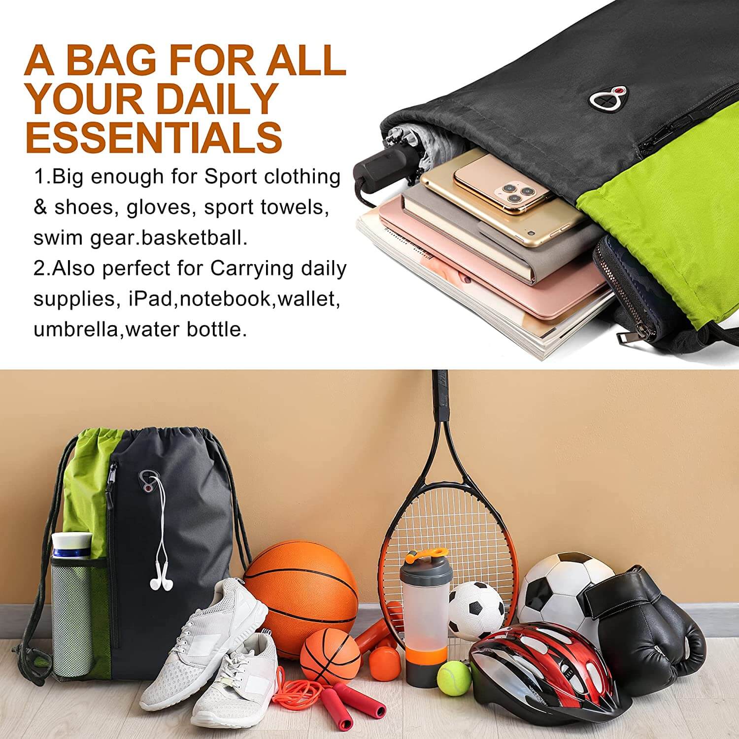 Oxford Water Resistant Gym Backpacks