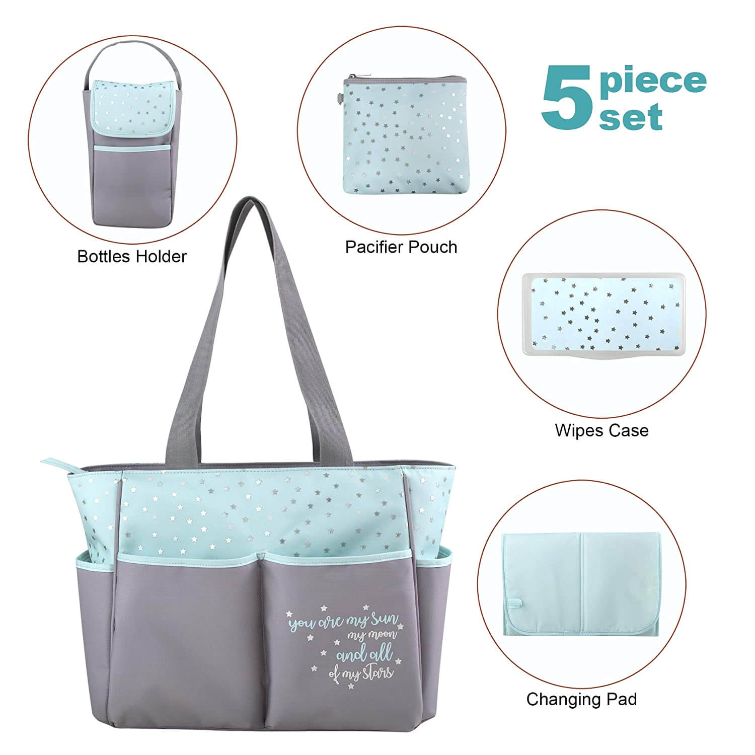 5 PCS Diaper Bag Tote Sets