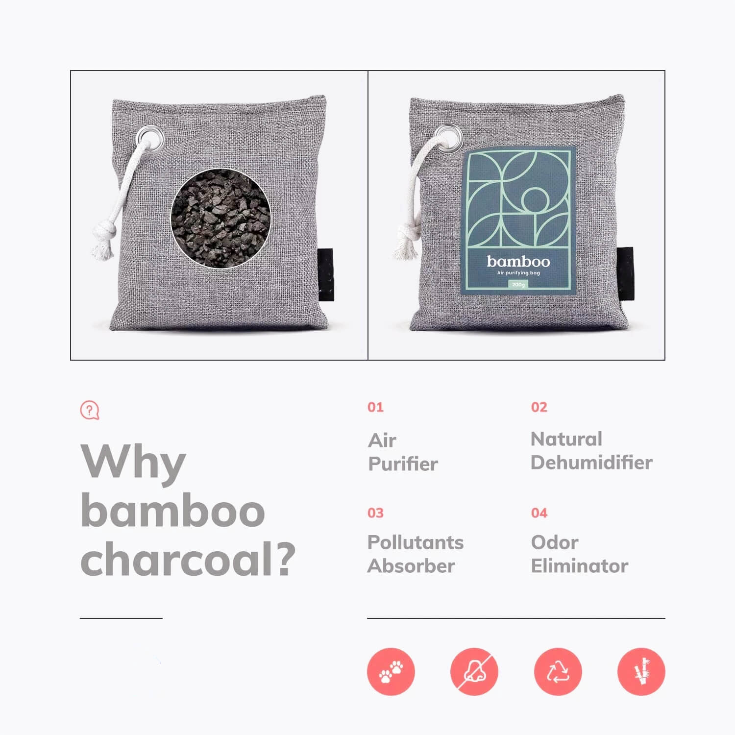 Bamboo Charcoal Odor Absorber Bags
