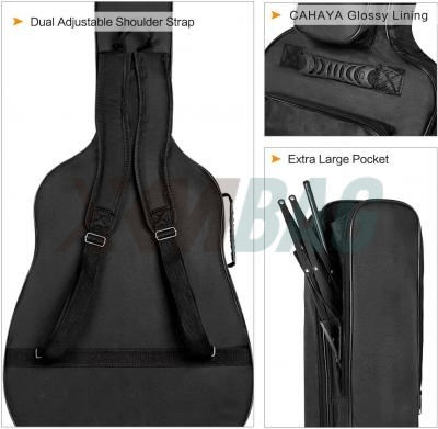 Oxford Waterproof Guitar Bags with Back Hanger Loops and Music Stand Pockets