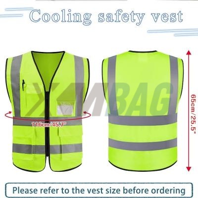 Polyester Water Repellent Reflective Cooling Safety Vests with 6 Ice Packs