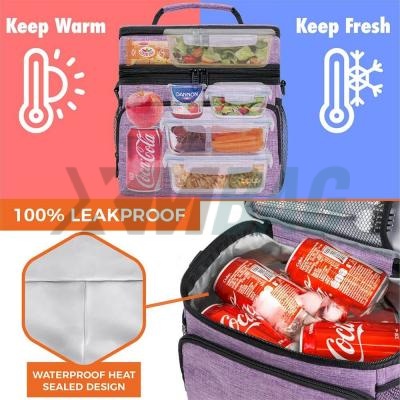 Polyester Waterproof Double Deck Insulated Cooler Lunch Bags